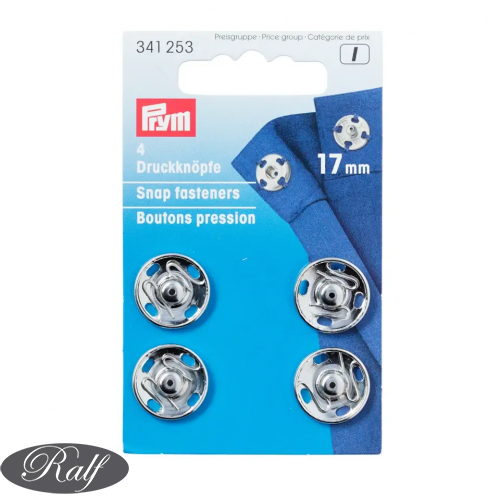 Capse de cusut, 17 mm, argintii - Prym 341253